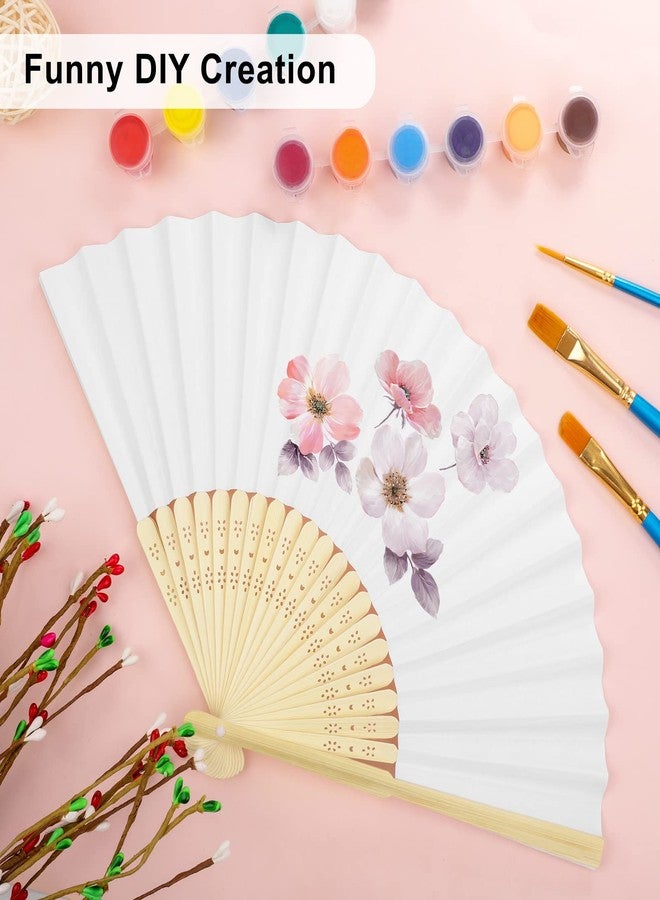 Aodaer 60 Pieces Paper Folding Fans Bamboo Handheld Fans Paper Folded Fans for Wedding Gift, Party Favors, DIY, Home Decoration, White - Image 5
